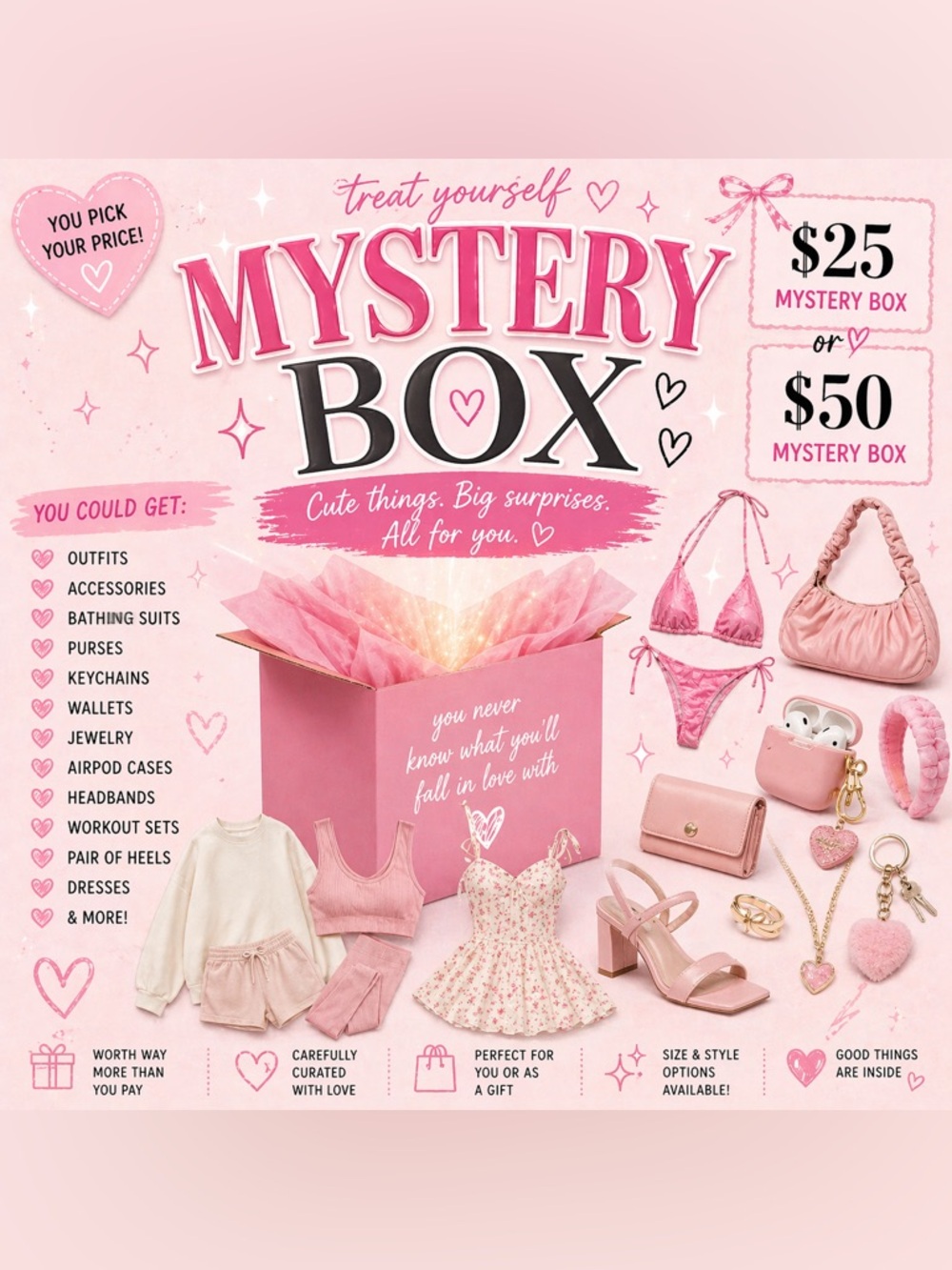 Mystery Box Bundle (Outfits + Accessories!) $25 / $50